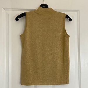 Vintage Women's Blouse Sleeveless Gold Metallic Casual Corner Size Sm Like New